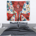 St George Illawarra Dragons Tapestry Tropical Hibiscus Floral Pattern With Red And White Accents