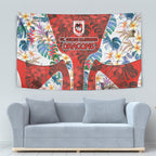 St George Illawarra Dragons Tapestry Tropical Hibiscus Floral Pattern With Red And White Accents