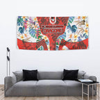 St George Illawarra Dragons Tapestry Tropical Hibiscus Floral Pattern With Red And White Accents