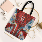 St George Illawarra Dragons Tote Bag Tropical Hibiscus Floral Pattern With Red And White Accents