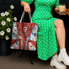 St George Illawarra Dragons Tote Bag Tropical Hibiscus Floral Pattern With Red And White Accents
