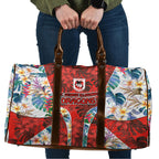 St George Illawarra Dragons Travel Bag Tropical Hibiscus Floral Pattern With Red And White Accents