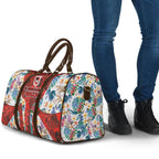 St George Illawarra Dragons Travel Bag Tropical Hibiscus Floral Pattern With Red And White Accents