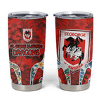 St George Illawarra Dragons Tumbler Cup Tropical Hibiscus Floral Pattern With Red And White Accents