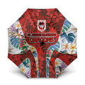 St George Illawarra Dragons Umbrella Tropical Hibiscus Floral Pattern With Red And White Accents