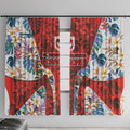St George Illawarra Dragons Window Curtain Tropical Hibiscus Floral Pattern With Red And White Accents