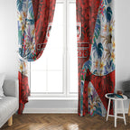 St George Illawarra Dragons Window Curtain Tropical Hibiscus Floral Pattern With Red And White Accents