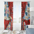 St George Illawarra Dragons Window Curtain Tropical Hibiscus Floral Pattern With Red And White Accents