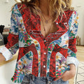 St George Illawarra Dragons Women Casual Shirt Tropical Hibiscus Floral Pattern With Red And White Accents