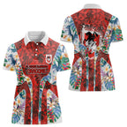 St George Illawarra Dragons Women Polo Shirt Tropical Hibiscus Floral Pattern With Red And White Accents
