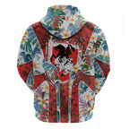 St George Illawarra Dragons Zip Hoodie Tropical Hibiscus Floral Pattern With Red And White Accents