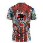 St George Illawarra Dragons Zipper Polo Shirt Tropical Hibiscus Floral Pattern With Red And White Accents