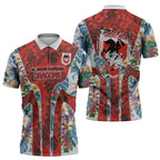 St George Illawarra Dragons Zipper Polo Shirt Tropical Hibiscus Floral Pattern With Red And White Accents
