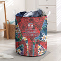 Sydney Roosters Laundry Basket Tropical Hibiscus Floral Pattern With Red And Blue Accents