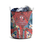 Sydney Roosters Laundry Basket Tropical Hibiscus Floral Pattern With Red And Blue Accents
