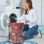 Sydney Roosters Laundry Basket Tropical Hibiscus Floral Pattern With Red And Blue Accents