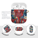Sydney Roosters AirPods Case Tropical Hibiscus Floral Pattern With Red And Blue Accents