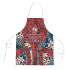 Sydney Roosters Apron Tropical Hibiscus Floral Pattern With Red And Blue Accents