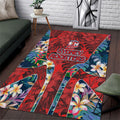 Sydney Roosters Area Rug Tropical Hibiscus Floral Pattern With Red And Blue Accents