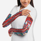 Sydney Roosters Arm Sleeves Tropical Hibiscus Floral Pattern With Red And Blue Accents