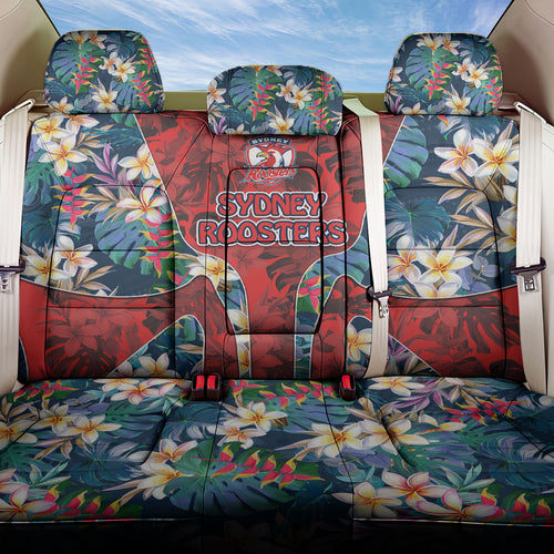 Sydney Roosters Back Car Seat Cover Tropical Hibiscus Floral Pattern With Red And Blue Accents