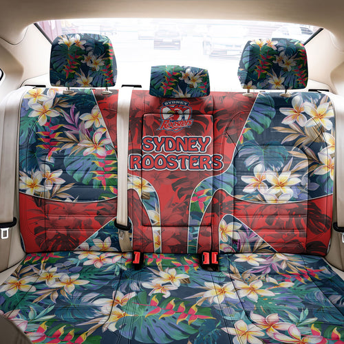 Sydney Roosters Back Car Seat Cover Tropical Hibiscus Floral Pattern With Red And Blue Accents
