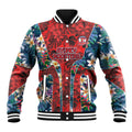Sydney Roosters Baseball Jacket Tropical Hibiscus Floral Pattern With Red And Blue Accents
