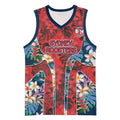 Sydney Roosters Basketball Jersey Tropical Hibiscus Floral Pattern With Red And Blue Accents