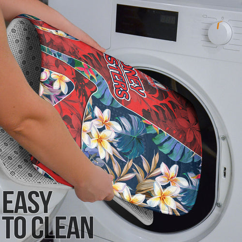 Sydney Roosters Bathroom Set Tropical Hibiscus Floral Pattern With Red And Blue Accents