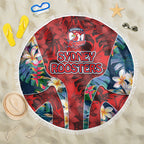 Sydney Roosters Beach Blanket Tropical Hibiscus Floral Pattern With Red And Blue Accents