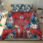 Sydney Roosters Bedding Set Tropical Hibiscus Floral Pattern With Red And Blue Accents