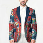 Sydney Roosters Blazer Tropical Hibiscus Floral Pattern With Red And Blue Accents