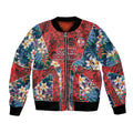 Sydney Roosters Bomber Jacket Tropical Hibiscus Floral Pattern With Red And Blue Accents