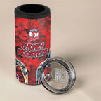 Sydney Roosters 4 in 1 Can Cooler Tumbler Tropical Hibiscus Floral Pattern With Red And Blue Accents