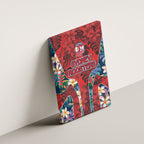 Sydney Roosters Canvas Wall Art Tropical Hibiscus Floral Pattern With Red And Blue Accents