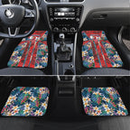 Sydney Roosters Car Mats Tropical Hibiscus Floral Pattern With Red And Blue Accents