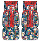 Sydney Roosters Car Mats Tropical Hibiscus Floral Pattern With Red And Blue Accents