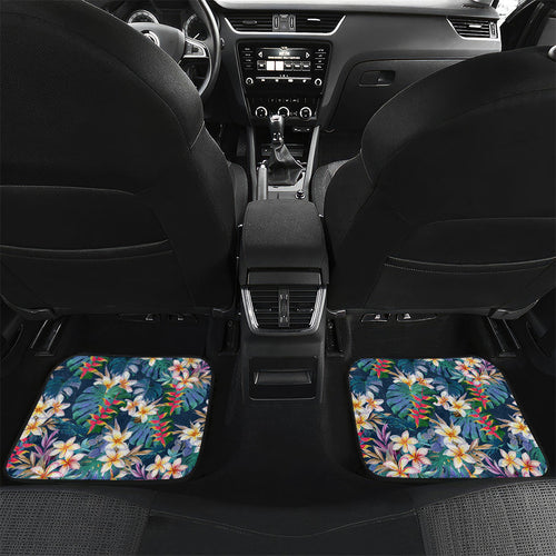 Sydney Roosters Car Mats Tropical Hibiscus Floral Pattern With Red And Blue Accents