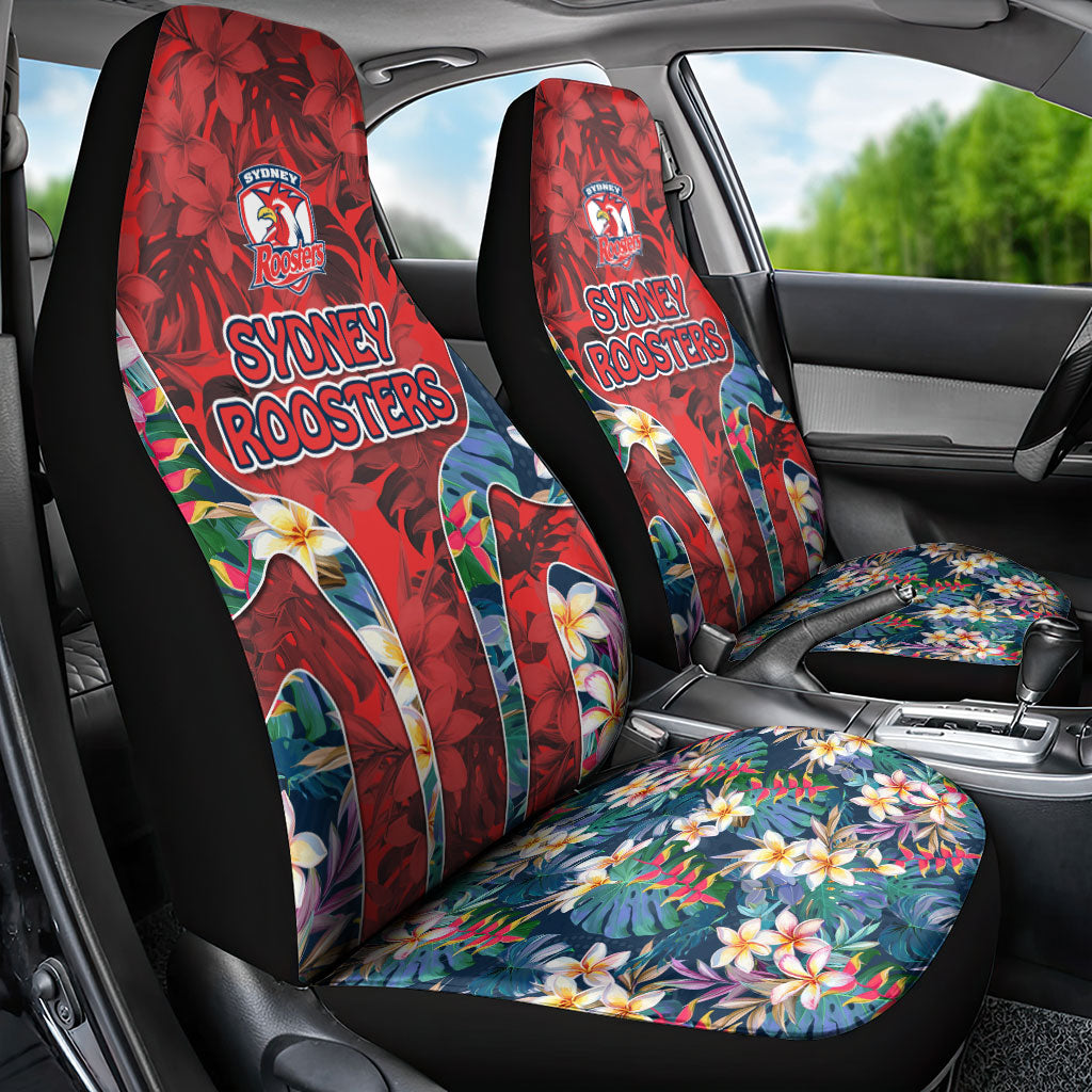 Sydney Roosters Car Seat Cover Tropical Hibiscus Floral Pattern With Red And Blue Accents