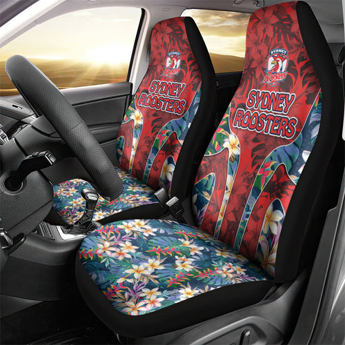 Sydney Roosters Car Seat Cover Tropical Hibiscus Floral Pattern With Red And Blue Accents