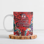 Sydney Roosters Ceramic Mug Tropical Hibiscus Floral Pattern With Red And Blue Accents
