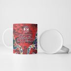 Sydney Roosters Ceramic Mug Tropical Hibiscus Floral Pattern With Red And Blue Accents
