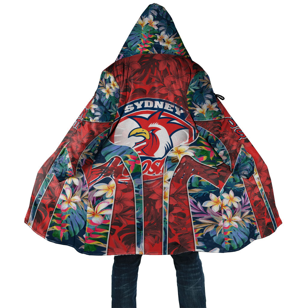 Sydney Roosters Cloak Tropical Hibiscus Floral Pattern With Red And Blue Accents