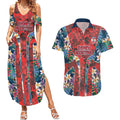 Sydney Roosters Couples Matching Summer Maxi Dress and Hawaiian Shirt Tropical Hibiscus Floral Pattern With Red And Blue Accents