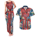 Sydney Roosters Couples Matching Tank Maxi Dress and Hawaiian Shirt Tropical Hibiscus Floral Pattern With Red And Blue Accents