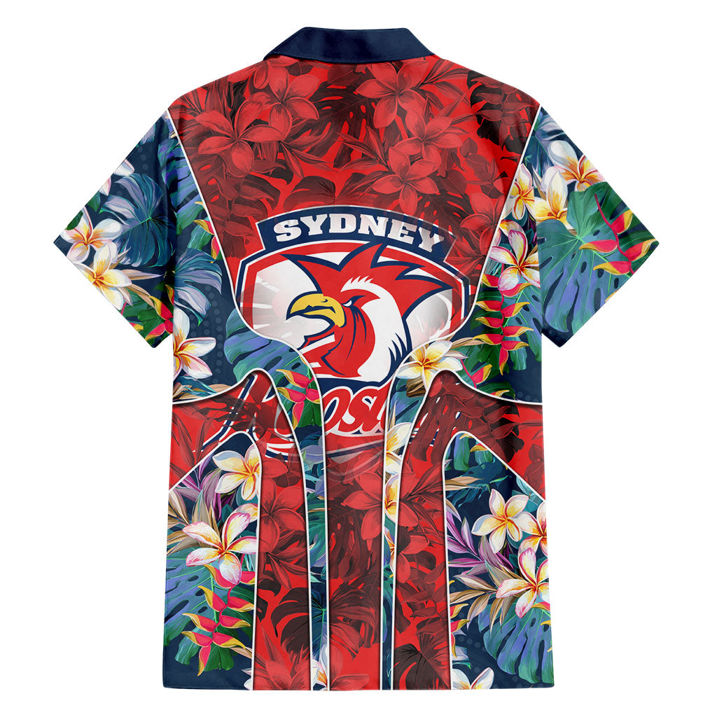 Sydney Roosters Family Matching Mermaid Dress and Hawaiian Shirt Tropical Hibiscus Floral Pattern With Red And Blue Accents
