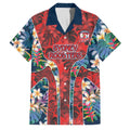 Sydney Roosters Family Matching Puletasi and Hawaiian Shirt Tropical Hibiscus Floral Pattern With Red And Blue Accents