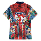 Sydney Roosters Family Matching Puletasi and Hawaiian Shirt Tropical Hibiscus Floral Pattern With Red And Blue Accents