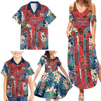 Sydney Roosters Family Matching Summer Maxi Dress and Hawaiian Shirt Tropical Hibiscus Floral Pattern With Red And Blue Accents