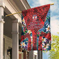 Sydney Roosters Garden Flag Tropical Hibiscus Floral Pattern With Red And Blue Accents